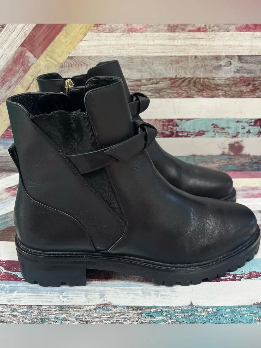 Alexandre Birman Clarita Bow Boots Booties Waterproof Nappa Leather Wore 1X SZ 8